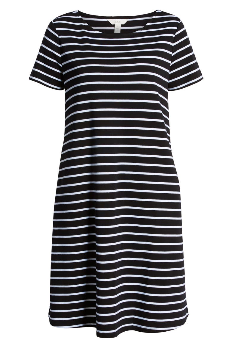 T-Shirt Dress, Alternate, color, BLACK- WHITE STRIPE