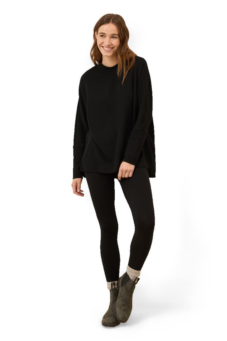 Organic Cotton Airplane Long Sleeve Poncho, Main, color, Black