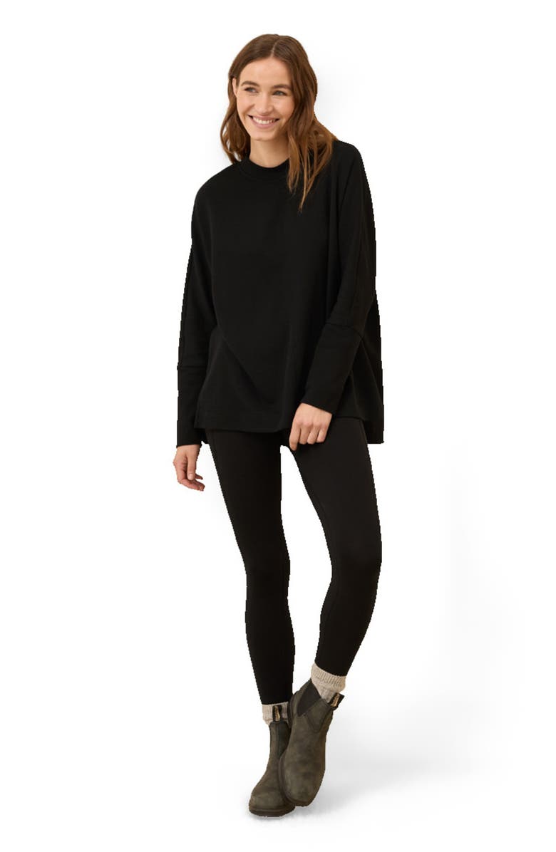 Pact Organic Cotton Airplane Long Sleeve Poncho, Main, color, Black