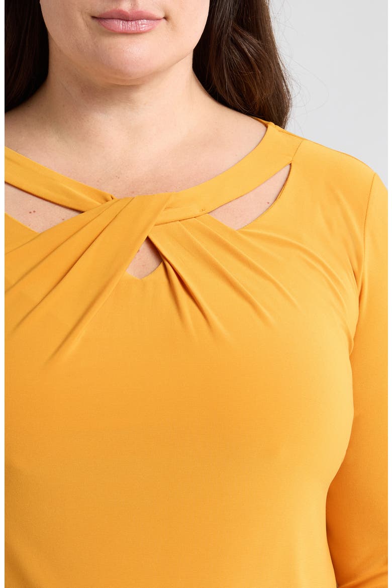 Twist Neck Cutout Top, Alternate, color, GOLD SIGNATURE