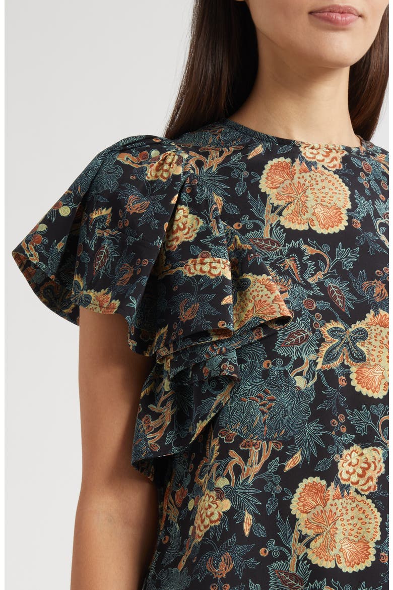 Lena Flutter Sleeve Silk Top, Alternate, color, NUIT