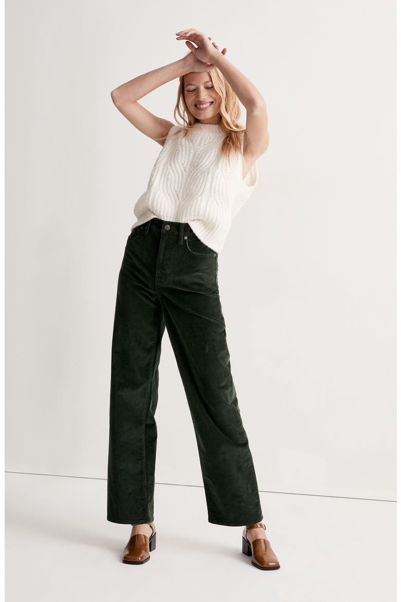 The Perfect Vintage Wide-Leg Corduroy Pants, Alternate, color, DEEP FOREST