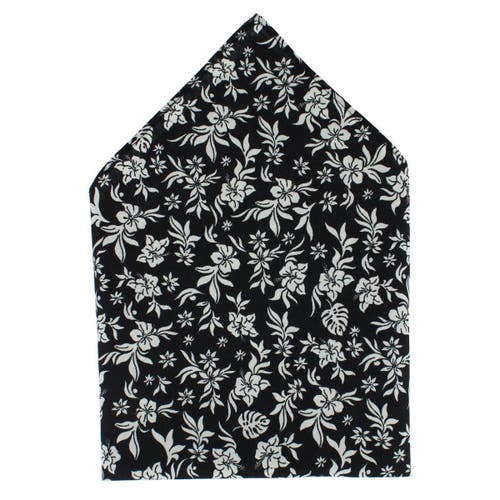 Trafalgar Oleander Floral And Vine Patterned Handkerchief In Black
