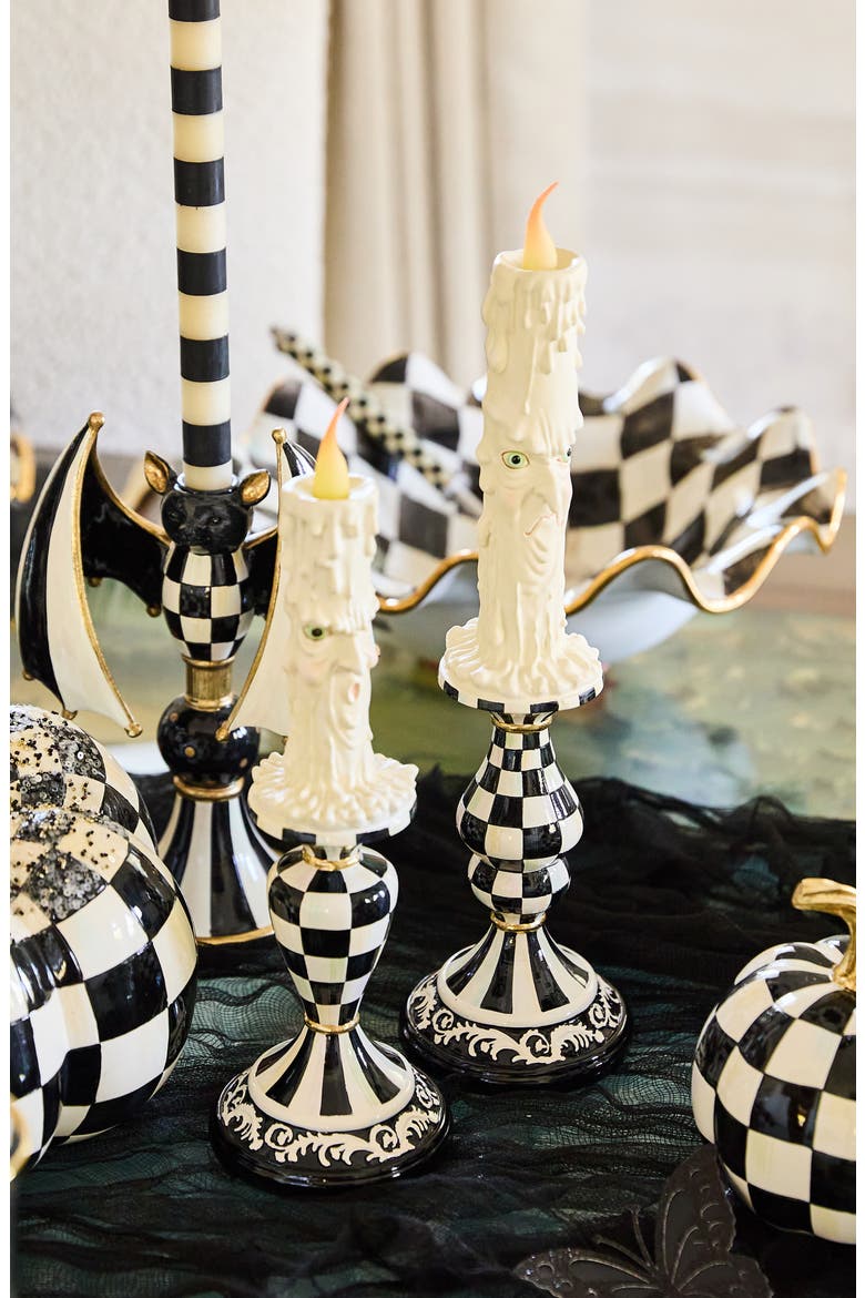 Set of 2 Spooky Illuminated Candles, Alternate, color, BLACK