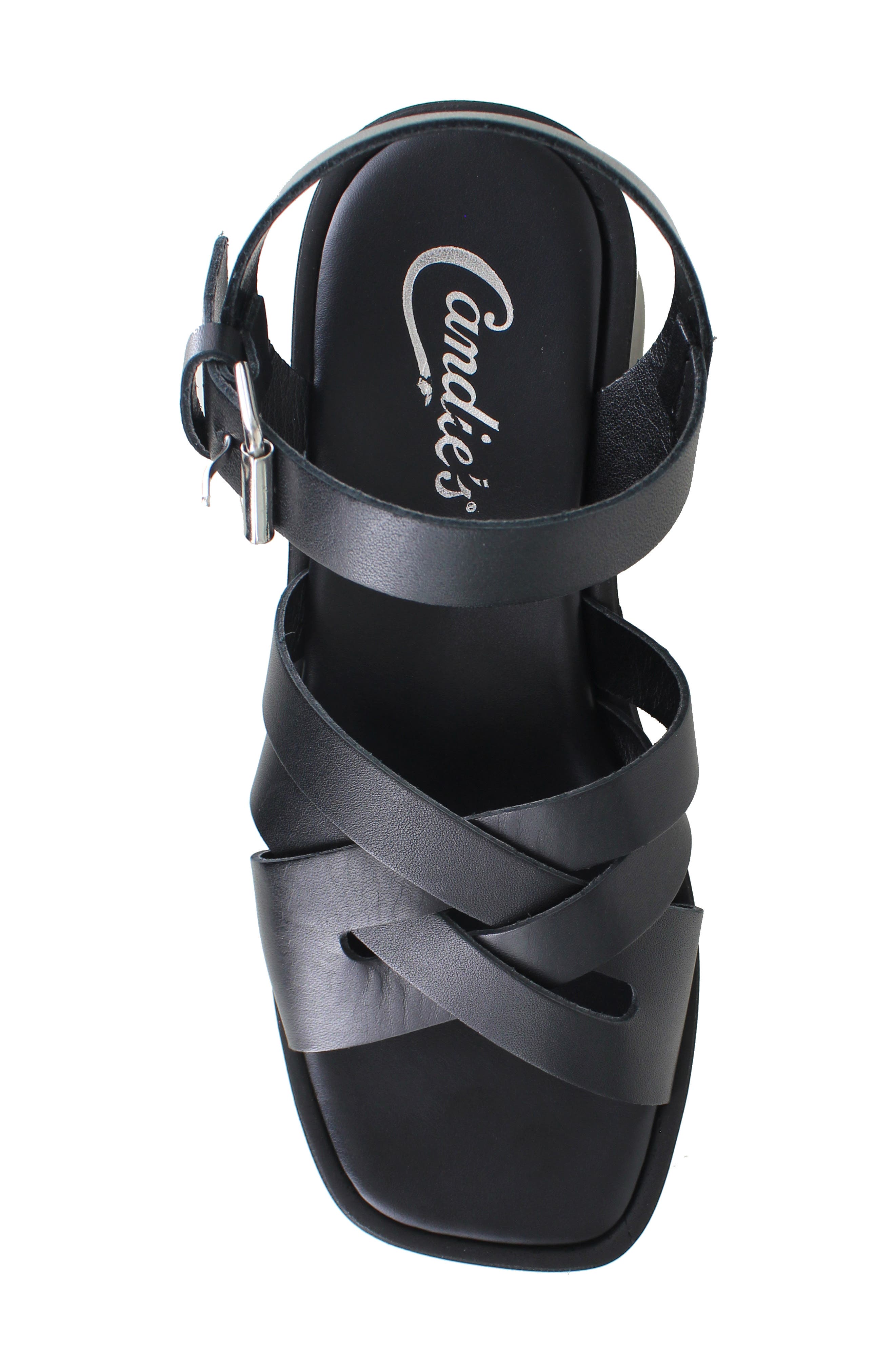 Candie's Elisabeth Ankle Strap Platform Sandal, Alternate, color, Black Leather