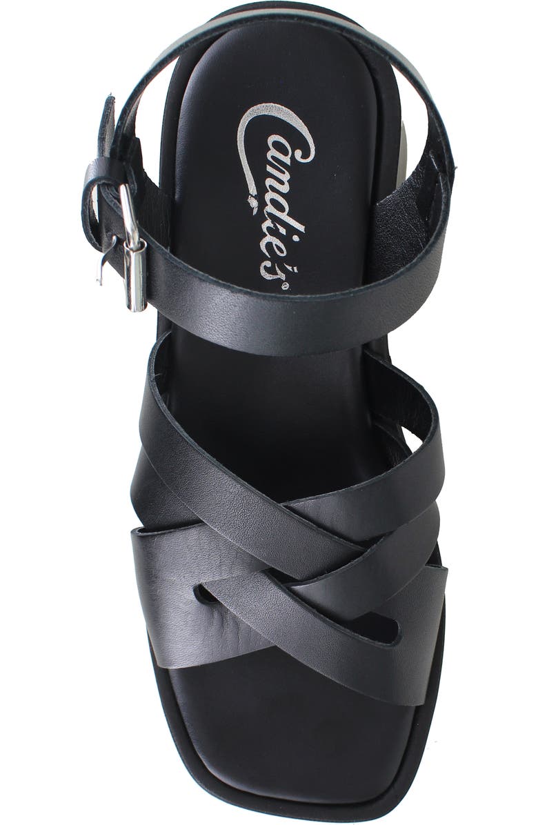 Candie's Elisabeth Ankle Strap Platform Sandal, Alternate, color, Black Leather
