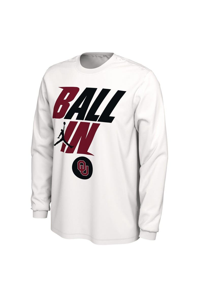 Men's Jordan Brand White Oklahoma Sooners Ball In Bench Long Sleeve T-Shirt, Alternate, color, White