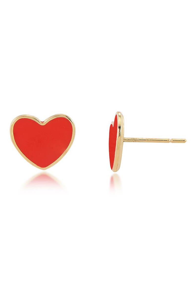 CANDELA JEWELRY Enamel Heart Stud Earrings, Main, color, 