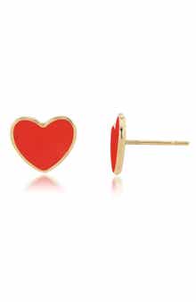 CANDELA JEWELRY Enamel Heart Stud Earrings