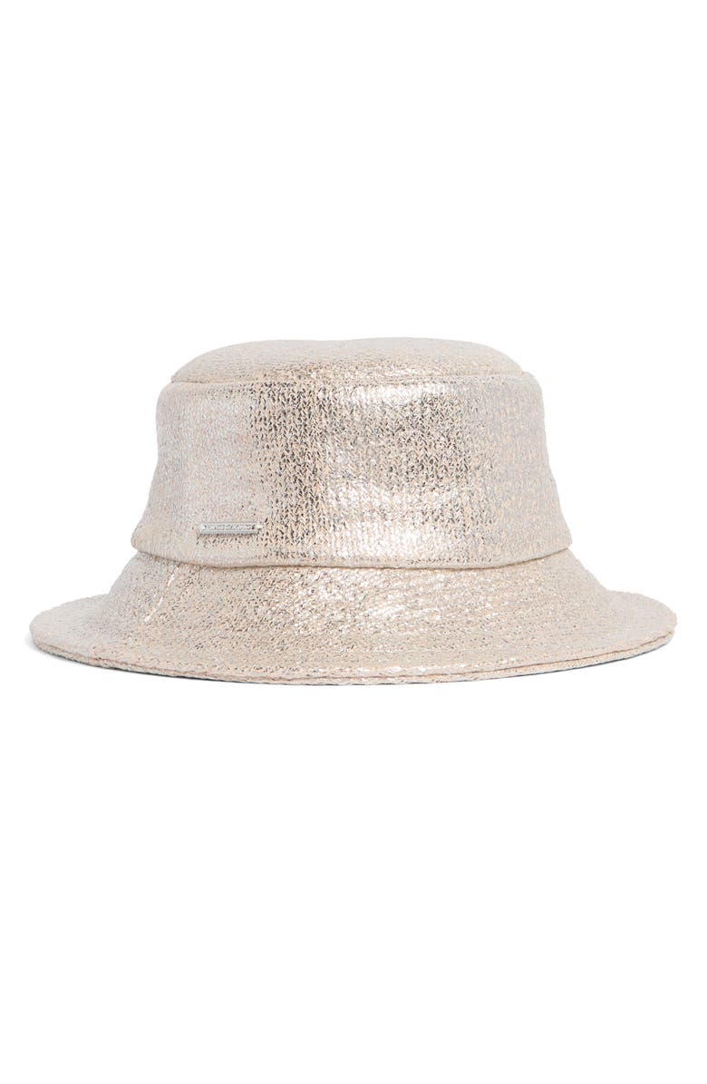 Vince Camuto Metallic Paper Straw Bucket Hat, Main, color, 