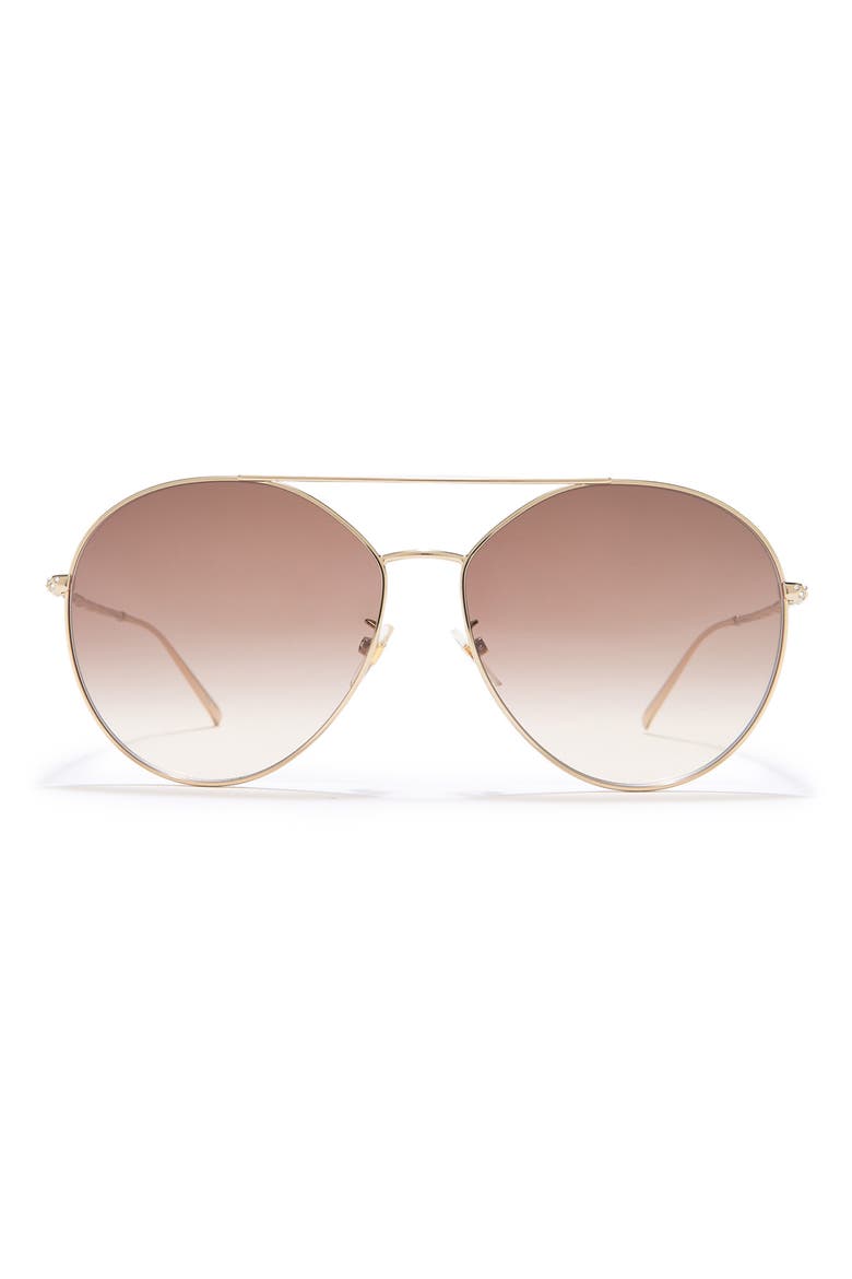 64mm Oversize Crystal Aviator Sunglasses, Main, color, GOLD/ BROWN