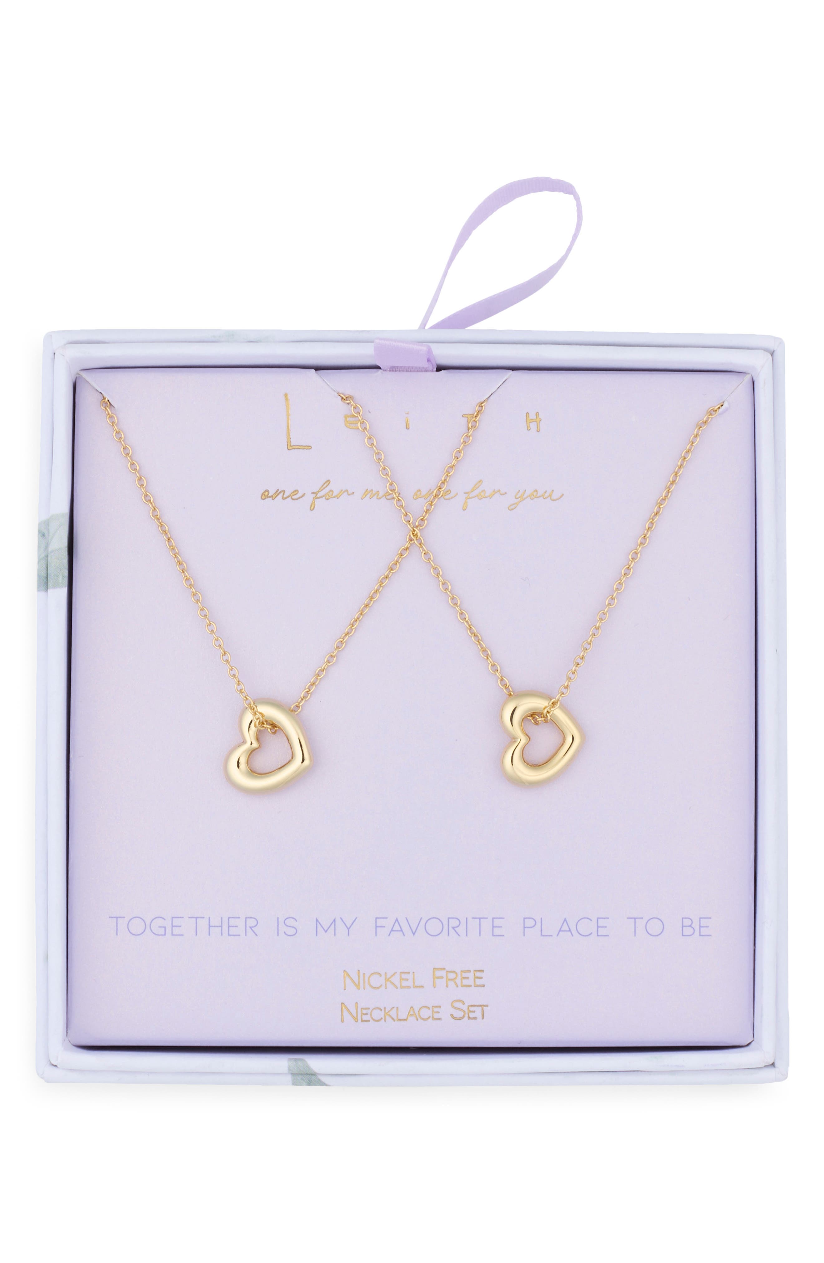 Leith Together Is My Favorite Place To Be Set of 2 Open Heart Pendant Necklaces