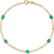 Bony Levy El Mar 18k Gold Emerald and Diamond Station Bracelet