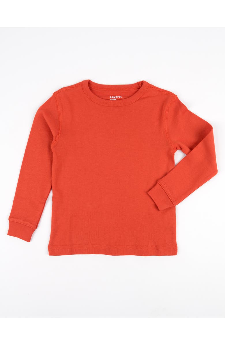 Leveret Kids Long Sleeve T-Shirt, 100% Cotton, Solid Colors, Alternate, color, Orange