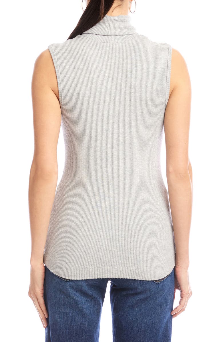 Karen Kane Turtleneck Rib Sleeveless Top, Alternate, color, Heather Gray