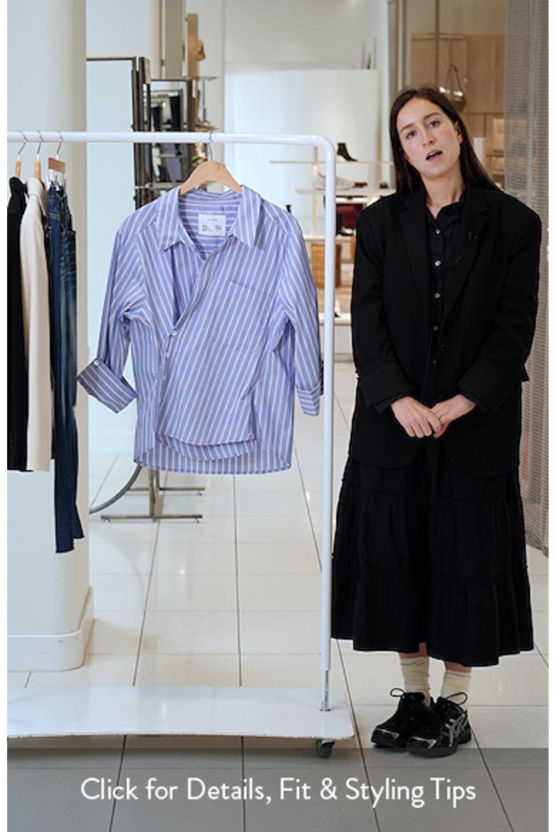 Small Asymmetrical Striped Wrap Shirt video