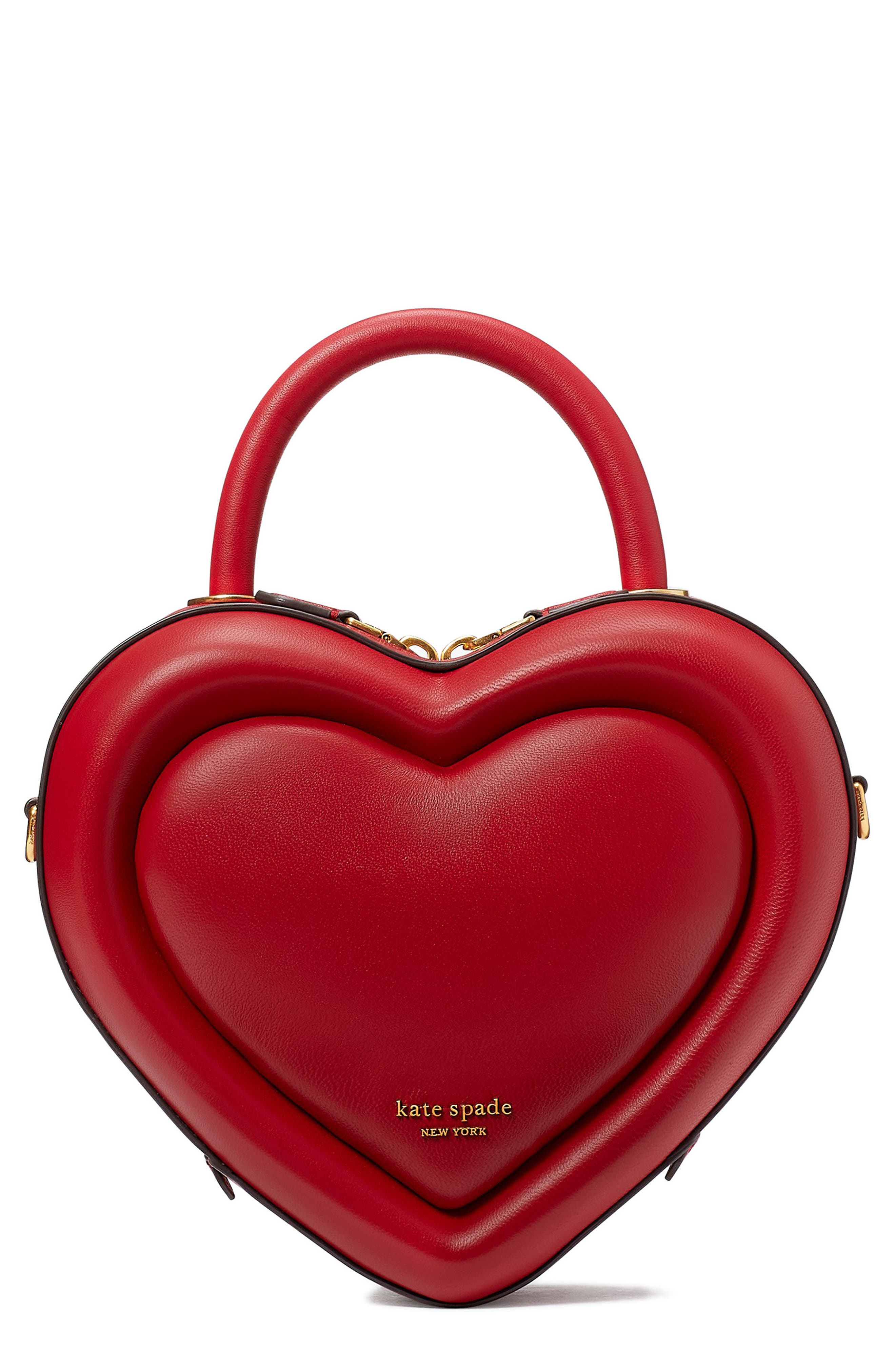 3d heart leather crossbody bag, Main, color, PERFECT CHERRY