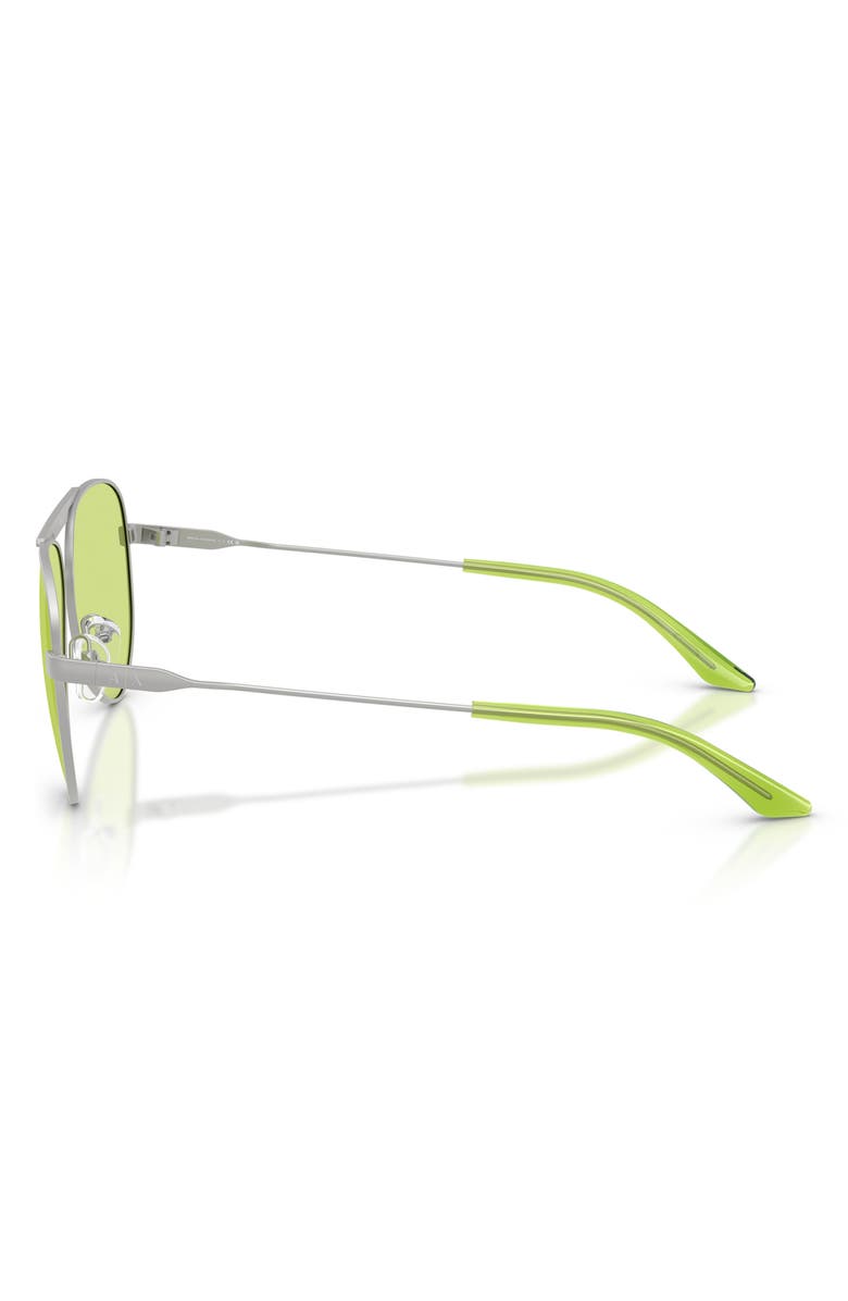 Armani Exchange 58mm Aviator Sunglasses, Alternate, color, Matte Silver / Green