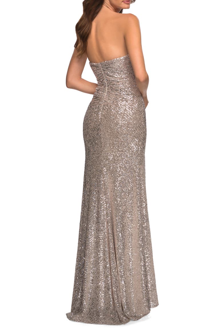 Strapless Sequin Gown, Alternate, color, SILVER