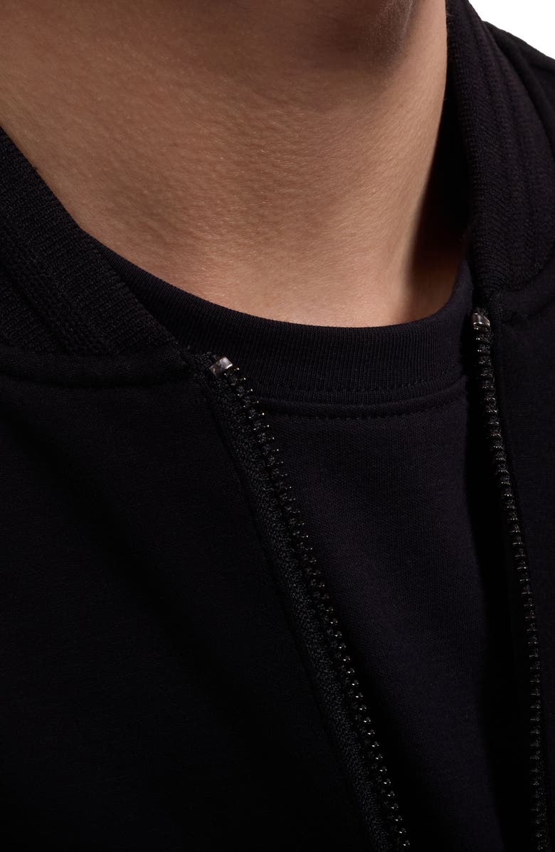 Bugatchi Soft Touch Knit Reversible Bomber Jacket, Alternate, color, Black