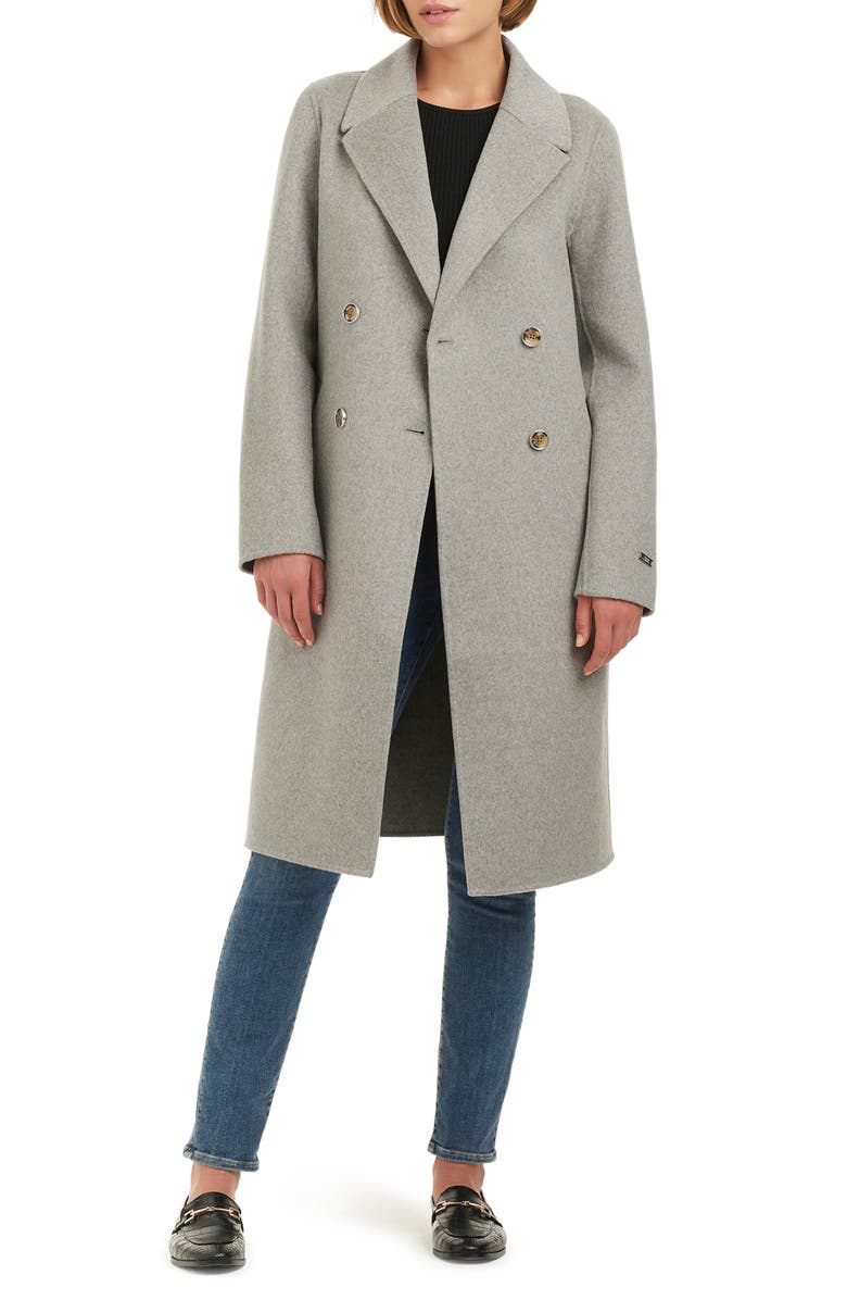 Vince Camuto Kyle Relaxed Fit Double Face Wool Blend Coat, Alternate, color, Heather Grey