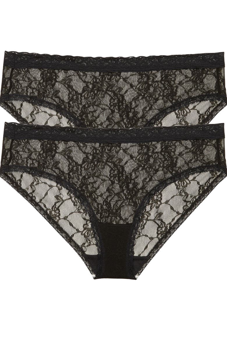 Natori Bliss Allure Lace One Size Girl Brief 2-Pack, Main, color, Black