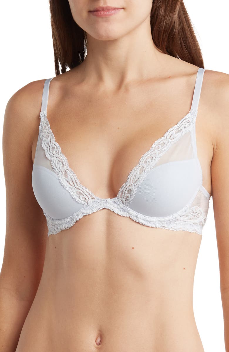 Natori Feathers Plunge T-Shirt Basics Bra, Main, color, Rainy