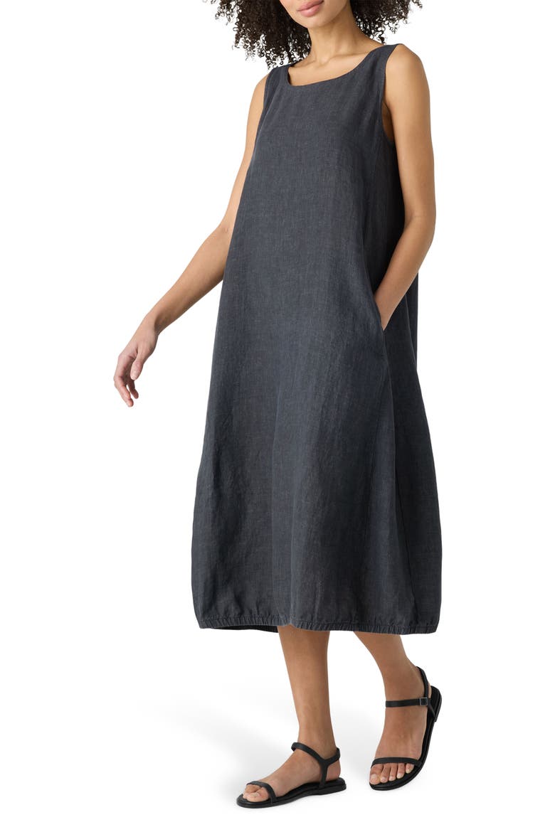 Organic Linen A-Line Dress, Alternate, color, GRAPHITE