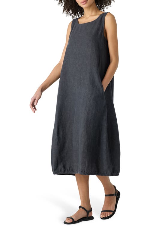 Eileen Fisher Organic Linen A-line Dress In Graphite