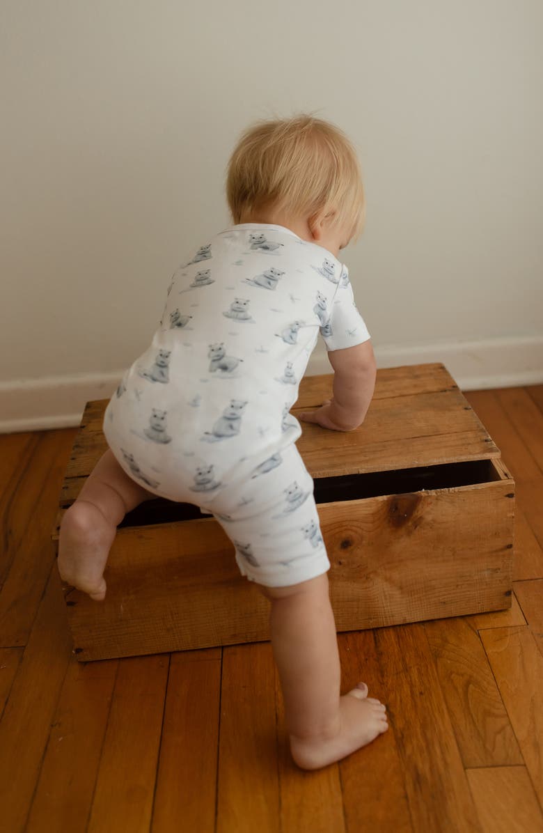 L'ovedbaby Baby Hippo Short Sleeve Organic Cotton Romper, Alternate, color, 