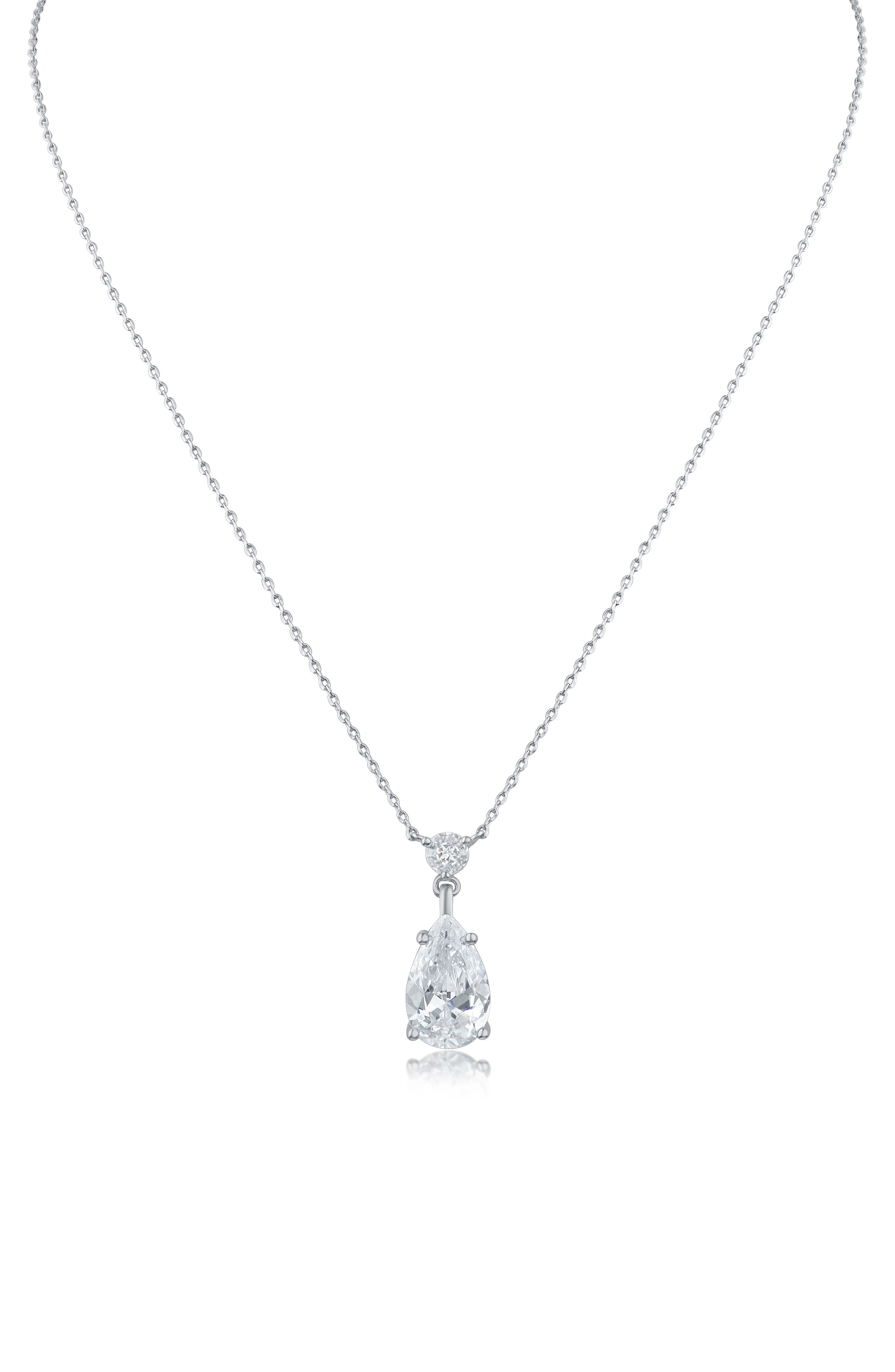 CZ by Kenneth Jay Lane Round Pear Cut Pendant Necklace