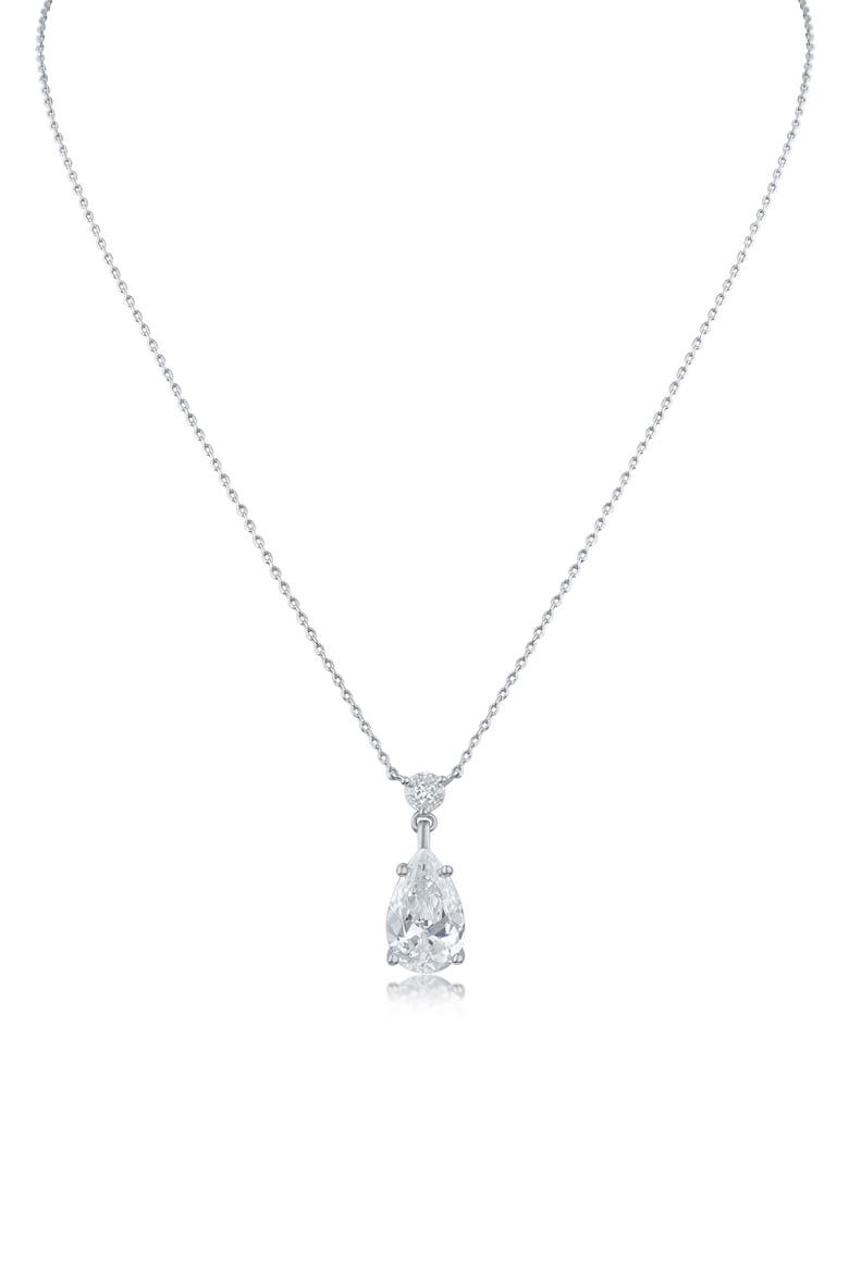 Round Pear Cut Pendant Necklace, Main, color, CLEAR SILVER