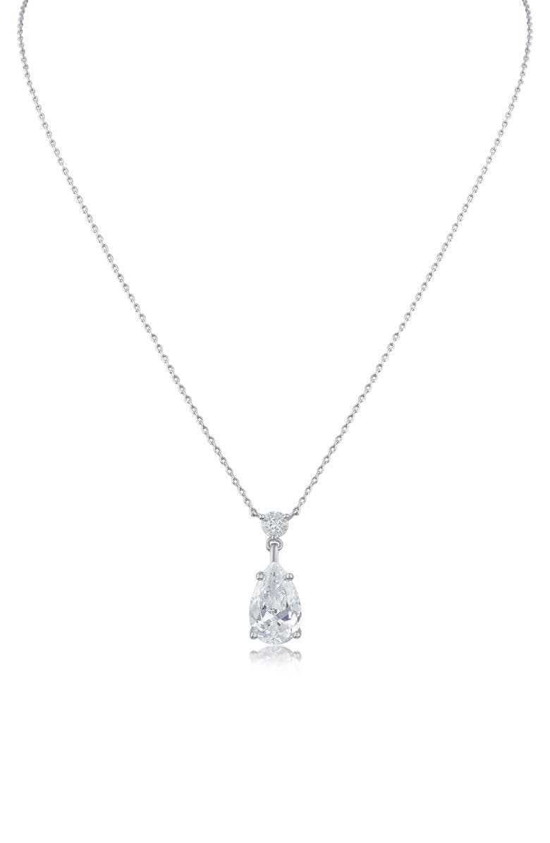 CZ by Kenneth Jay Lane Round Pear Cut Pendant Necklace, Main, color, 
