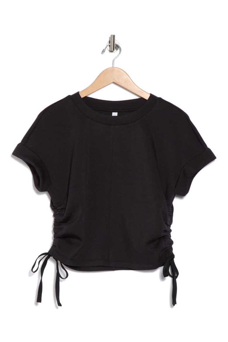 Whisper Knit Ruched T-Shirt, Alternate, color, BLACK