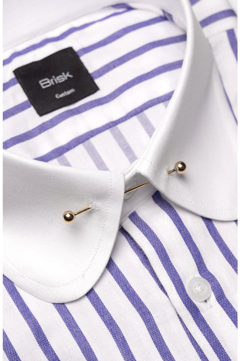 Wide Stripes Pima Cotton Dress Shirt, Alternate, color, Purple Stripe Club Pin