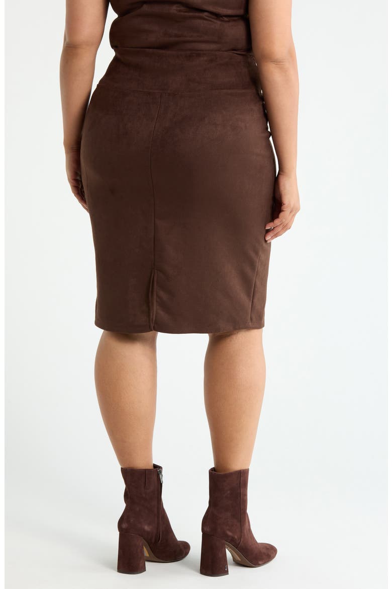 Faux Suede Pencil Skirt, Alternate, color, CHOCOLATE