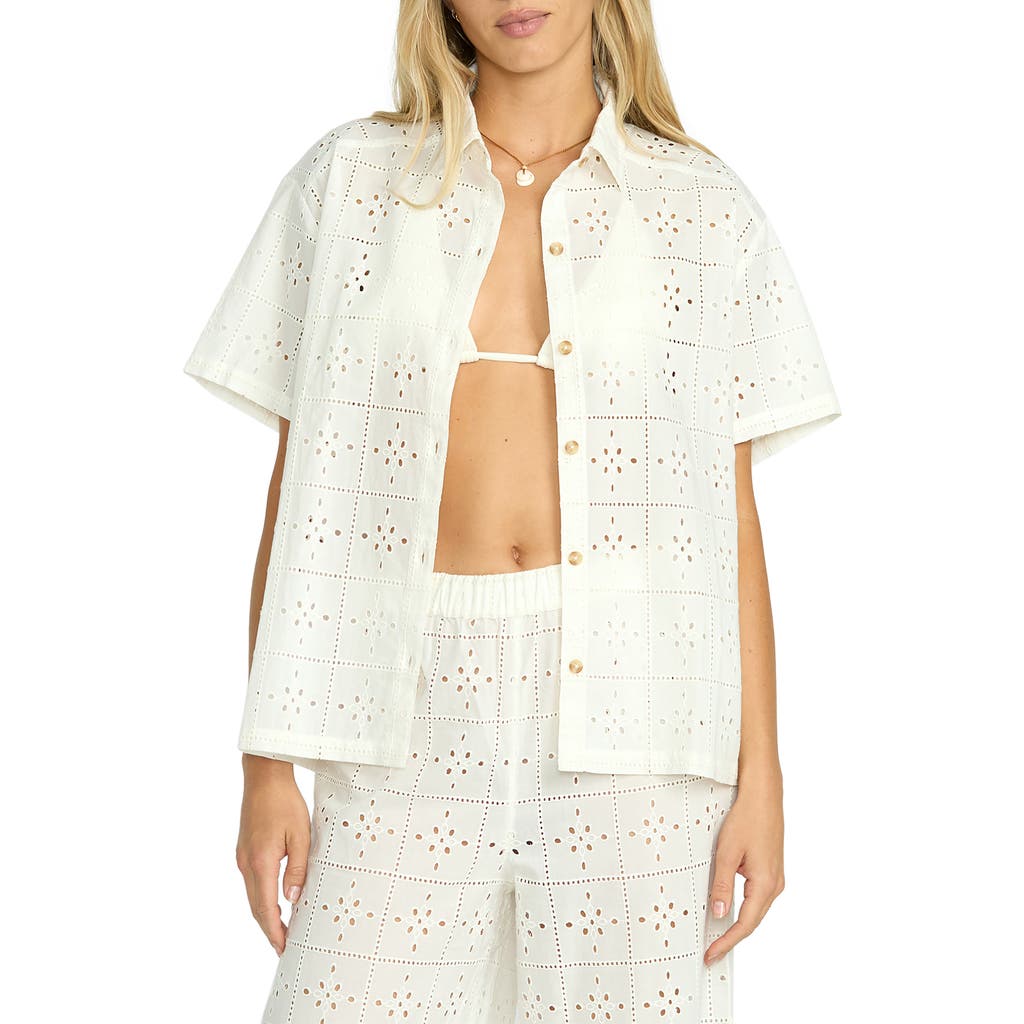 Shop Billabong Eyelet Crush Button-up Cover-up Shirt