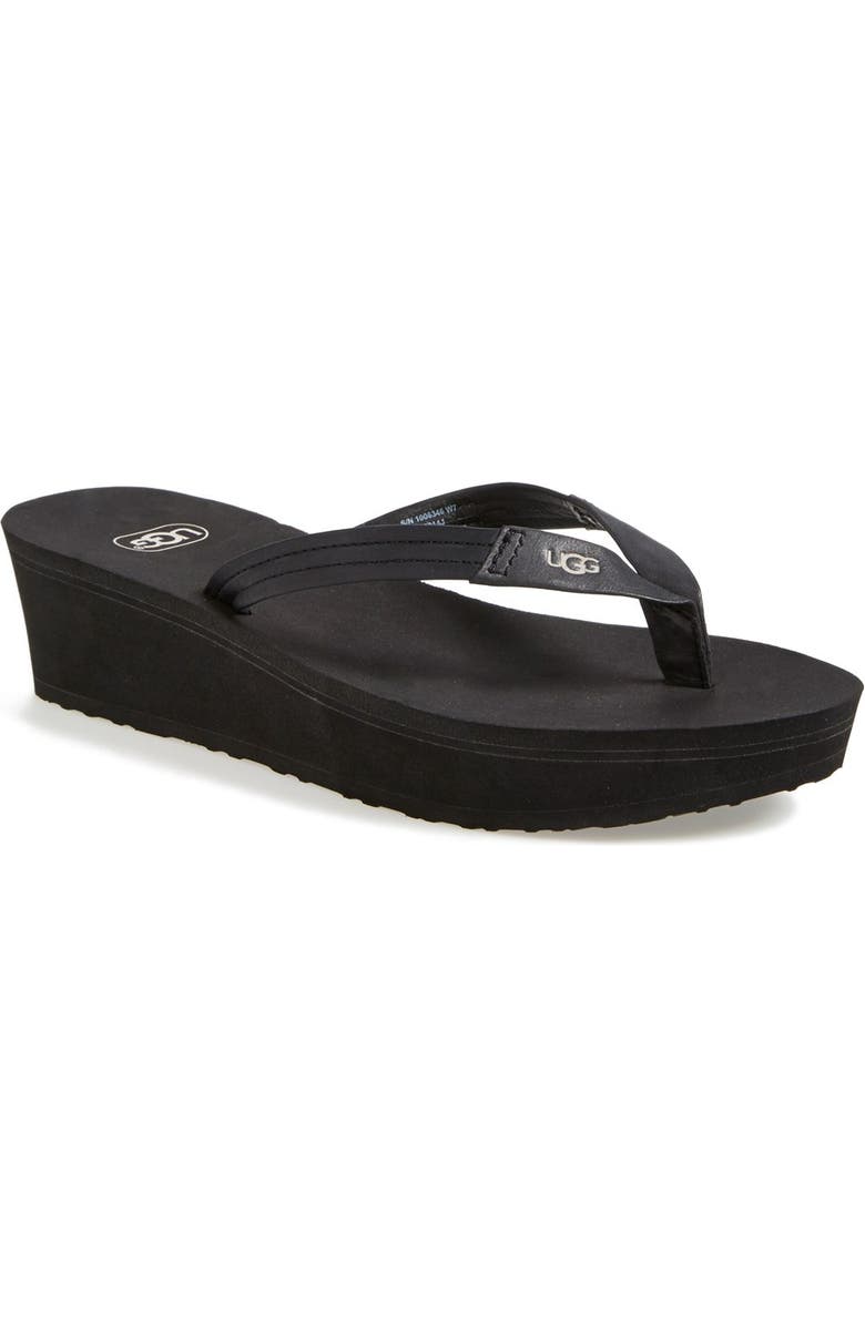 UGG<sup>®</sup> 'Ruby' Wedge Thong Sandal, Main, color,