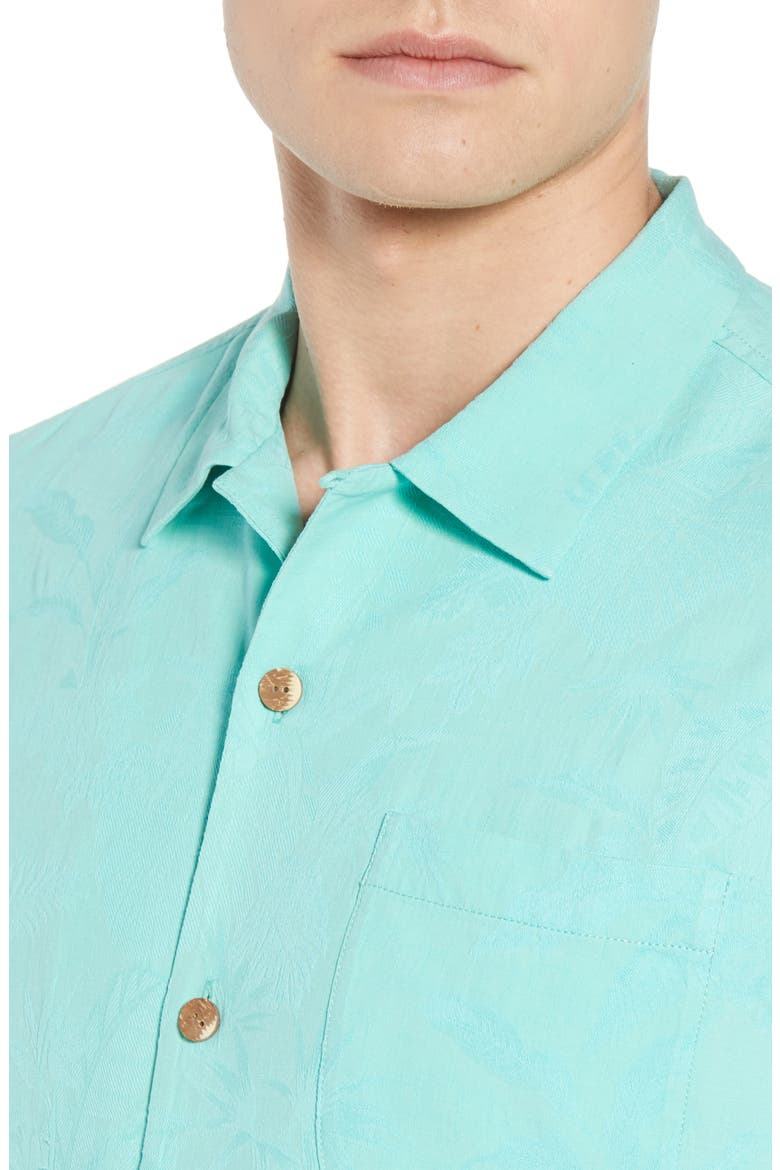 St Lucia Fronds Silk Camp Shirt, Alternate, color, MINT MOJITO