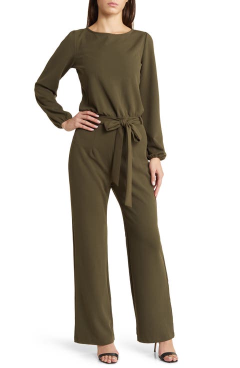Joy Long Sleeve Tie Waist Jumpsuit