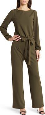 NIKKI LUND Joy Long Sleeve Tie Waist Jumpsuit