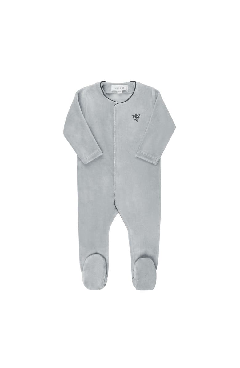 Ely's & Co. Velour Embroidered Bird & Butterfly Collection - Footie, Main, color, Blue