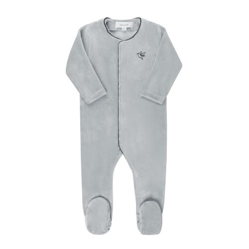 Ely's & Co. Velour Embroidered Bird & Butterfly Collection In Blue