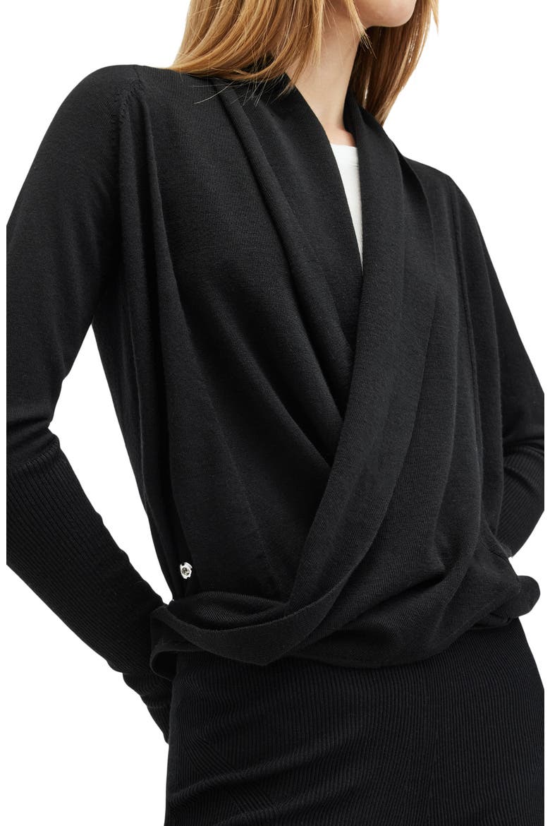 Wasson Pirate Wrap Merino Wool Cardigan, Alternate, color, BLACK