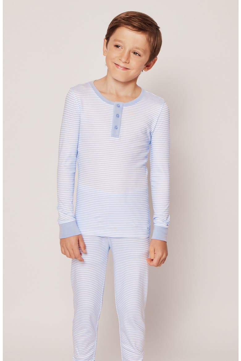 Stripes Fitted Pajamas, Alternate, color, BLUE