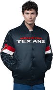 STARTER Men's Starter Navy Houston Texans Triple Option Satin Varsity Full-Snap Jacket