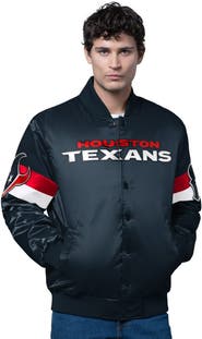 STARTER Men's Starter Navy Houston Texans Triple Option Satin Varsity Full-Snap Jacket