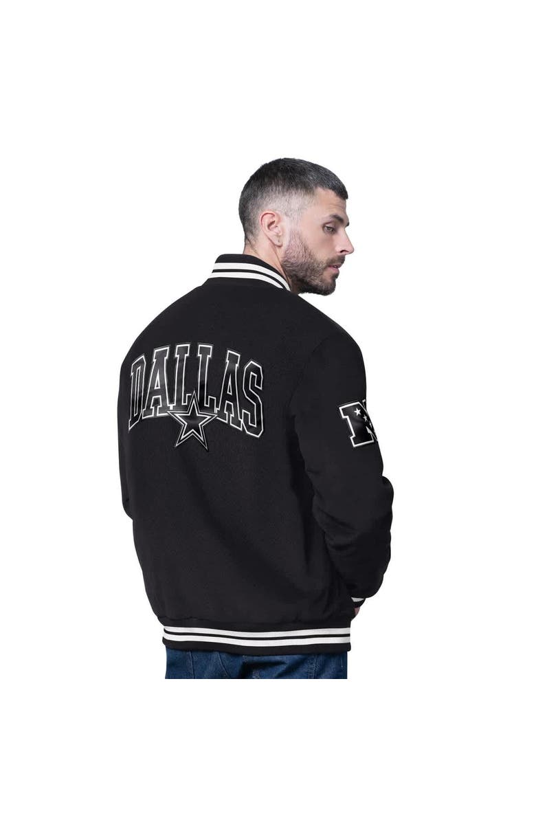 STARTER Men's Starter Black Dallas Cowboys Blackout Corduroy Full-Snap Varsity Jacket, Alternate, color, Black