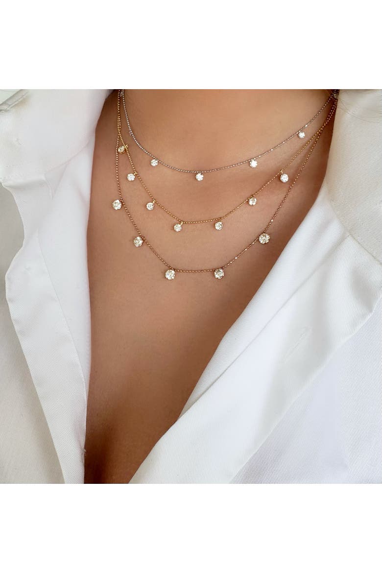 Tiny Floating Necklace in White, Alternate, color, White Gold