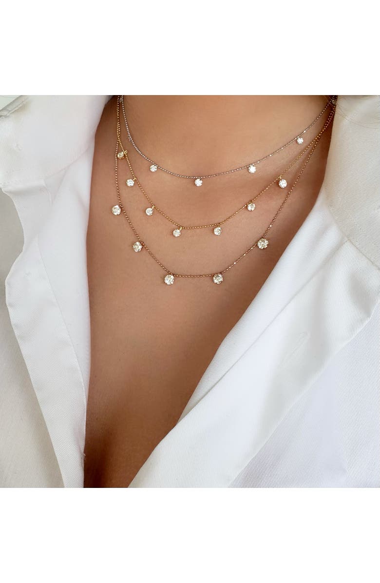 Graziela Tiny Floating Necklace in White, Alternate, color, White Gold